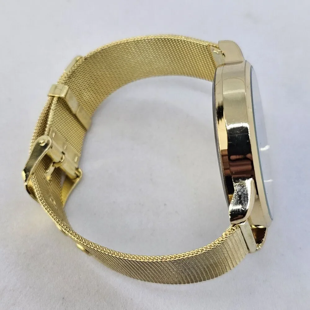 Men's Watch 42MM Black Dial Gold Case Gold‎ Milanese Mesh Stainless Steel Bands